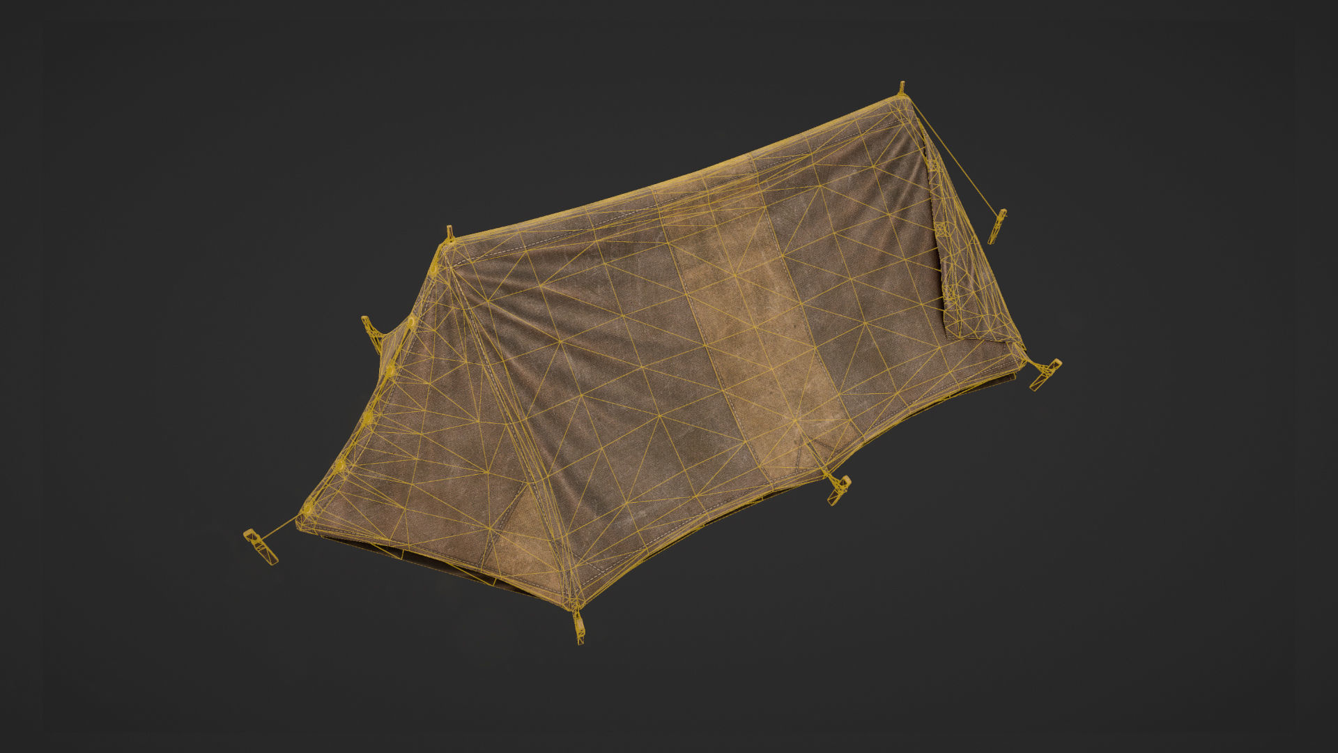Military Tent WWII TwoSleeping open vr2 Low-poly 3D model_12