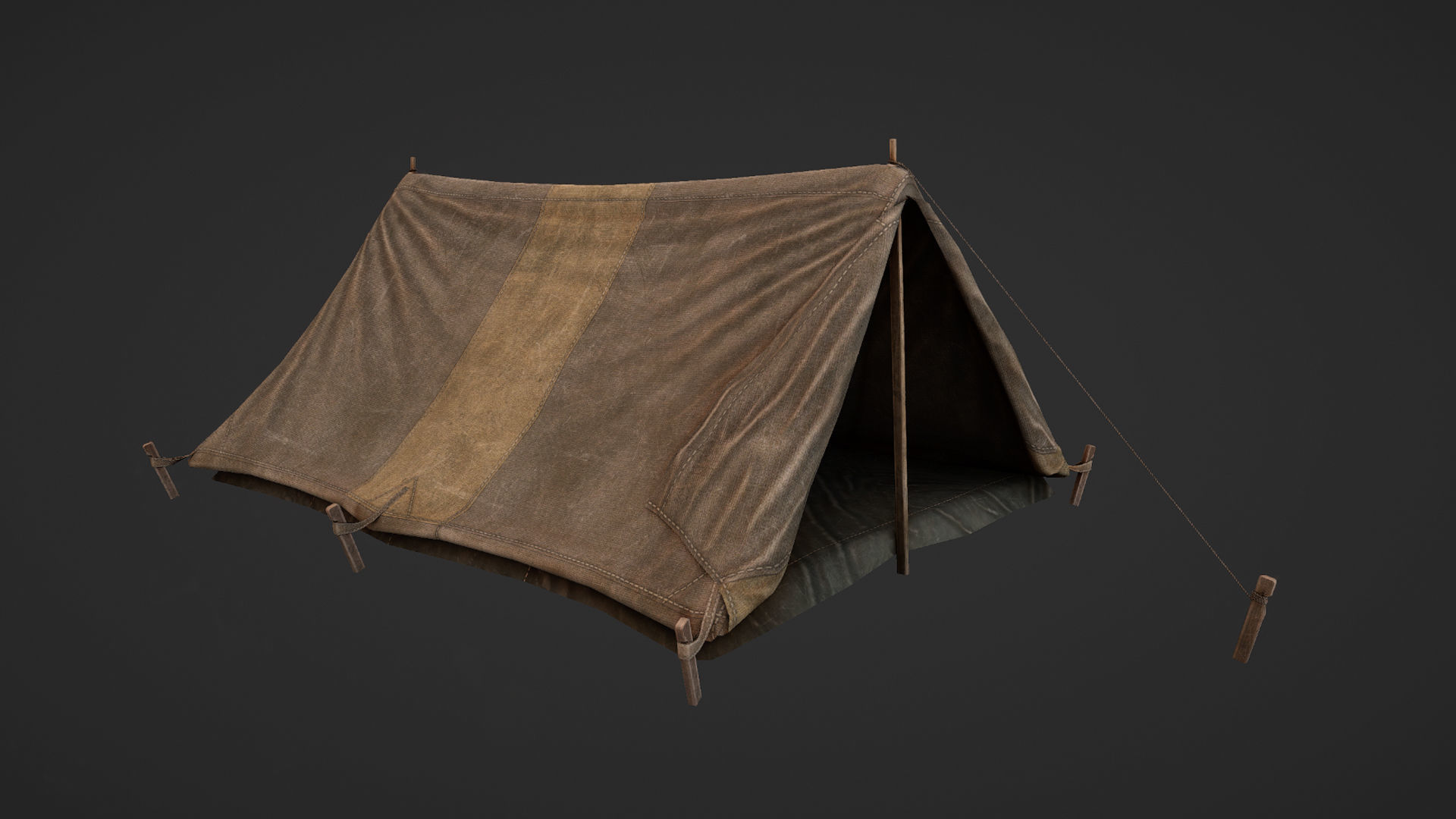 Military Tent WWII TwoSleeping open vr2 Low-poly 3D model_7