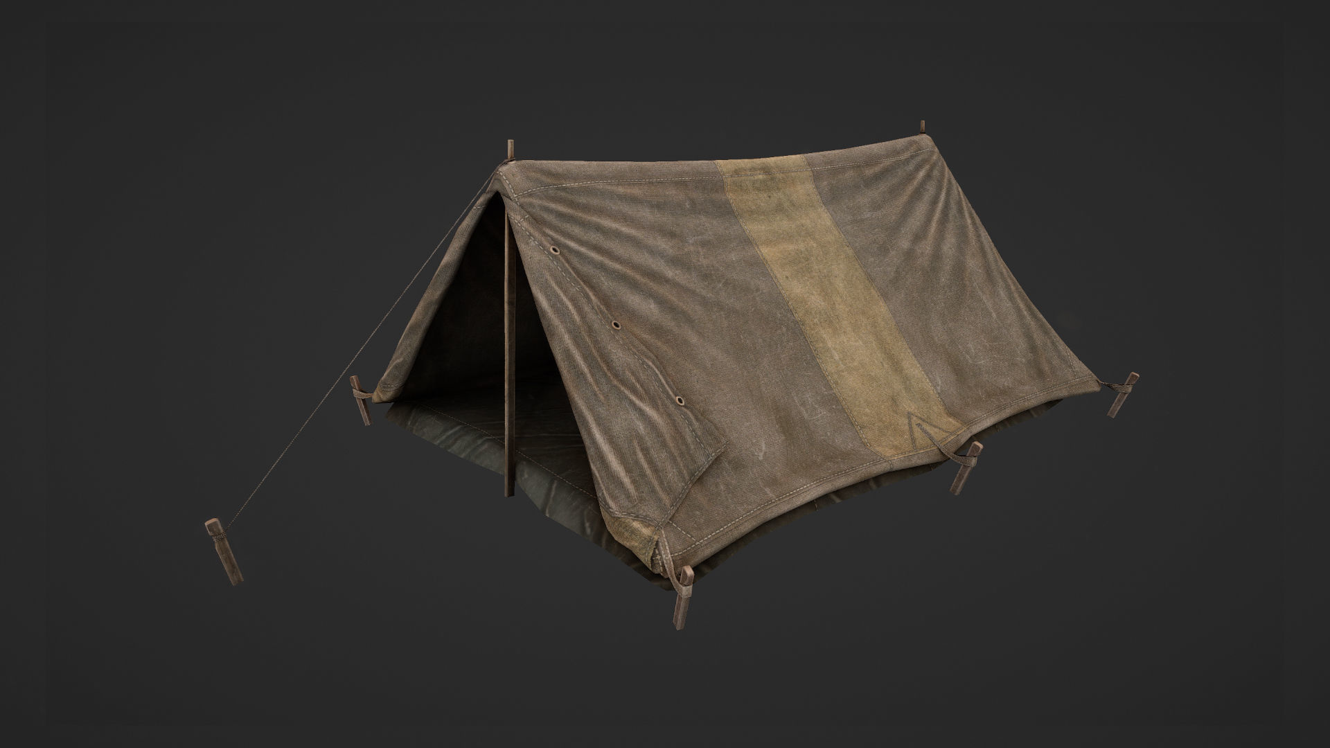 Military Tent WWII TwoSleeping open vr2 Low-poly 3D model_8