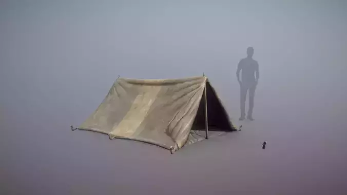 Military Tent WWII TwoSleeping open vr2 Low-poly 3D model