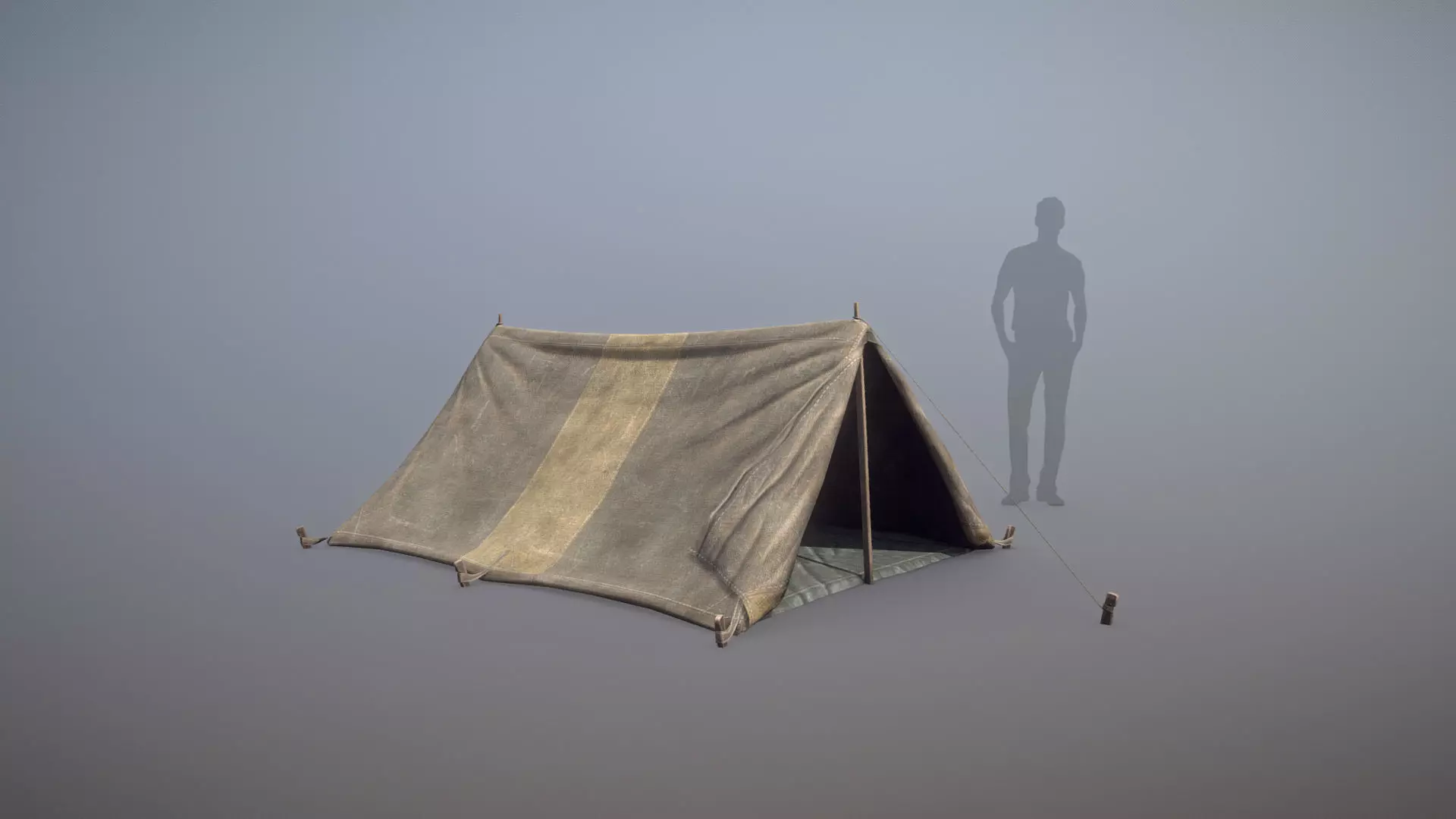 Military Tent WWII TwoSleeping open vr2 Low-poly 3D model_0