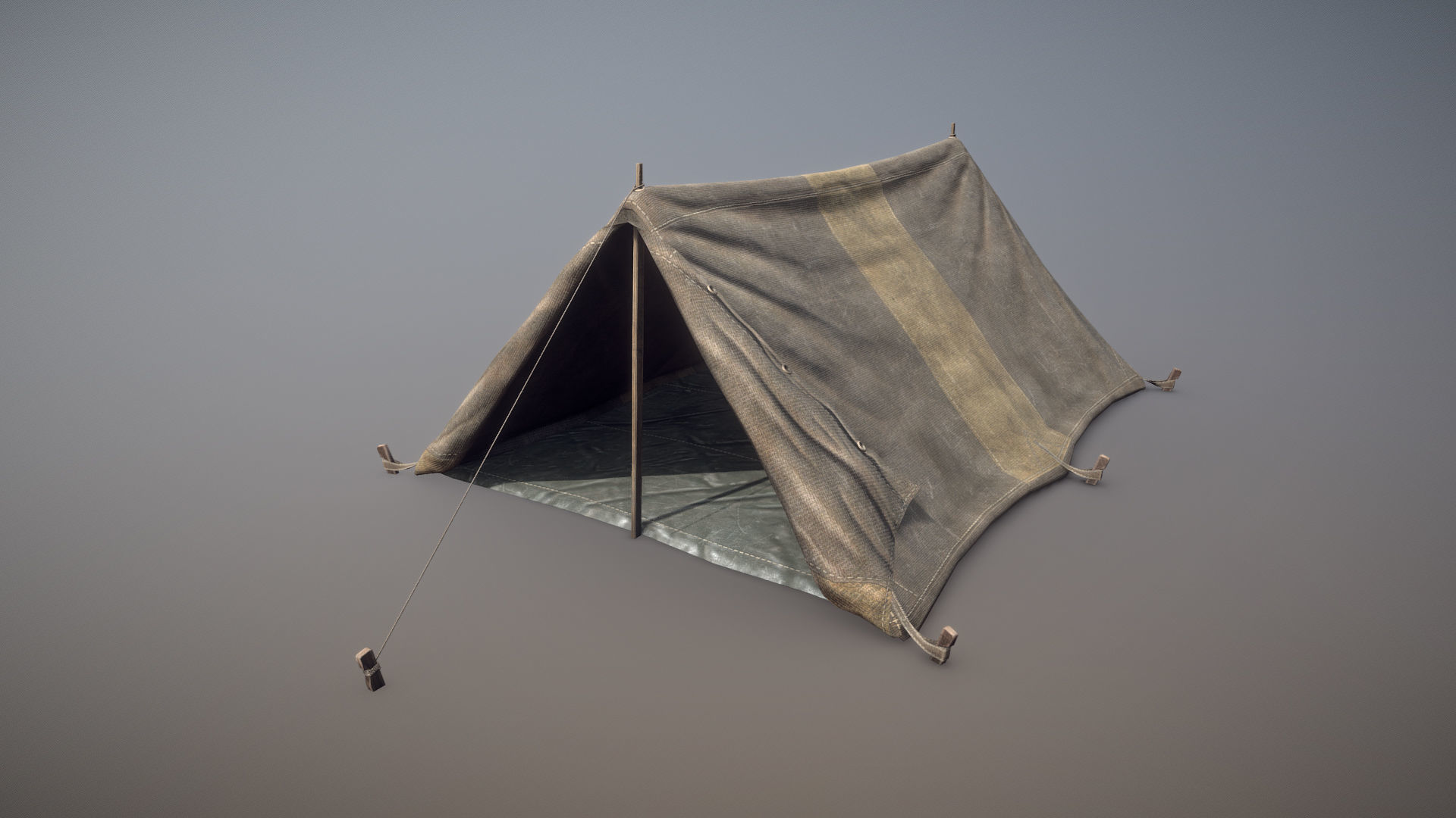 Military Tent WWII TwoSleeping open vr2 Low-poly 3D model_2