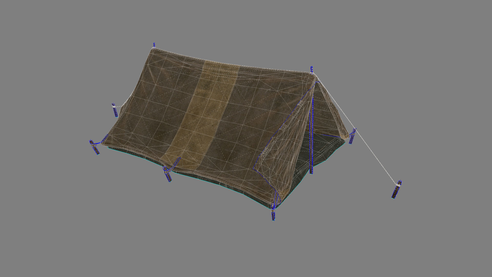 Military Tent WWII TwoSleeping open vr2 Low-poly 3D model_16