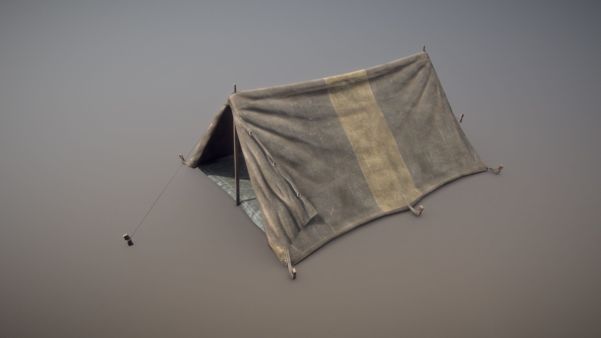 Military Tent WWII TwoSleeping open vr2 Low-poly 3D model_3