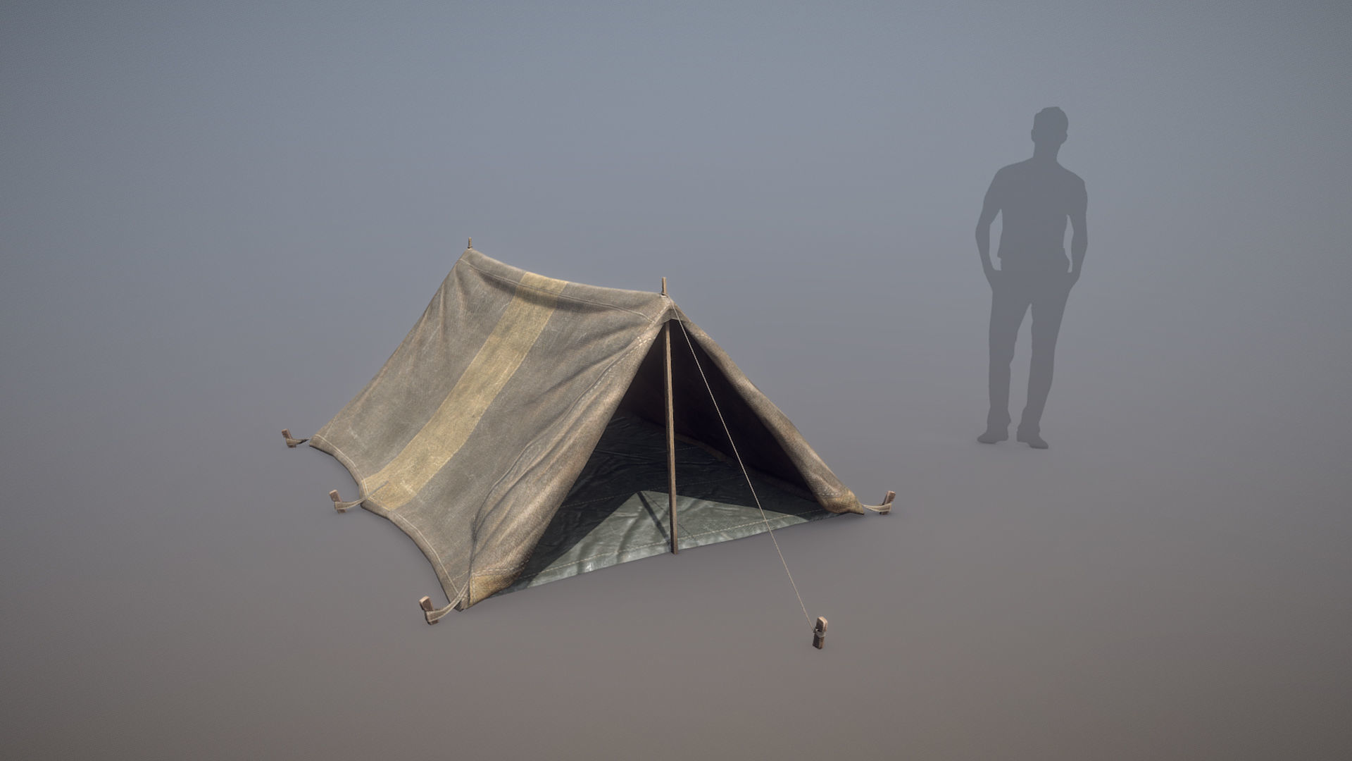 Military Tent WWII TwoSleeping open vr2 Low-poly 3D model_1