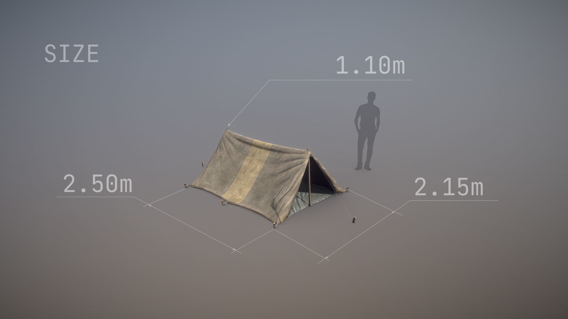 Military Tent WWII TwoSleeping open vr2 Low-poly 3D model_5