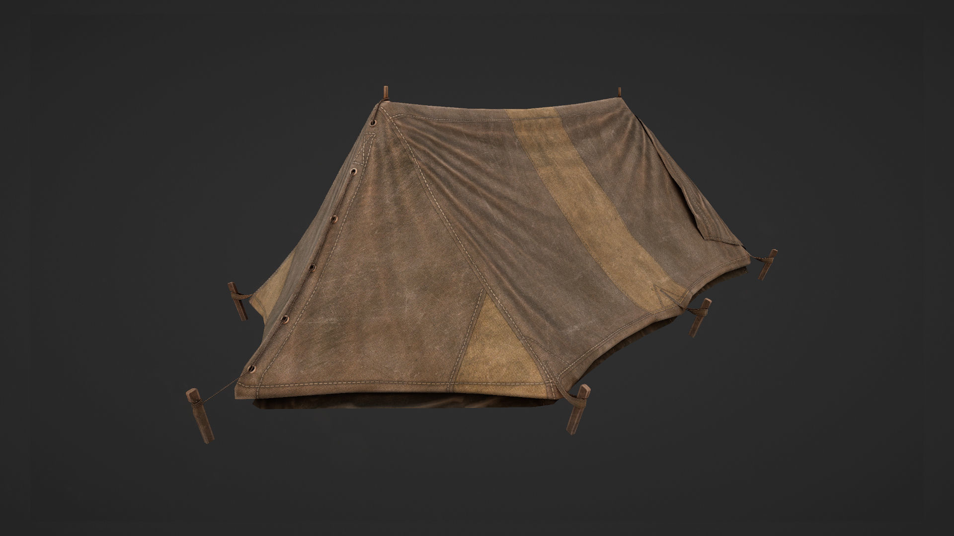 Military Tent WWII TwoSleeping open vr2 Low-poly 3D model_10