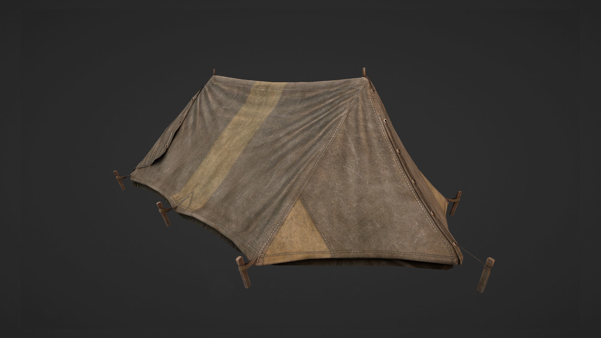 Military Tent WWII TwoSleeping open vr2 Low-poly 3D model_9