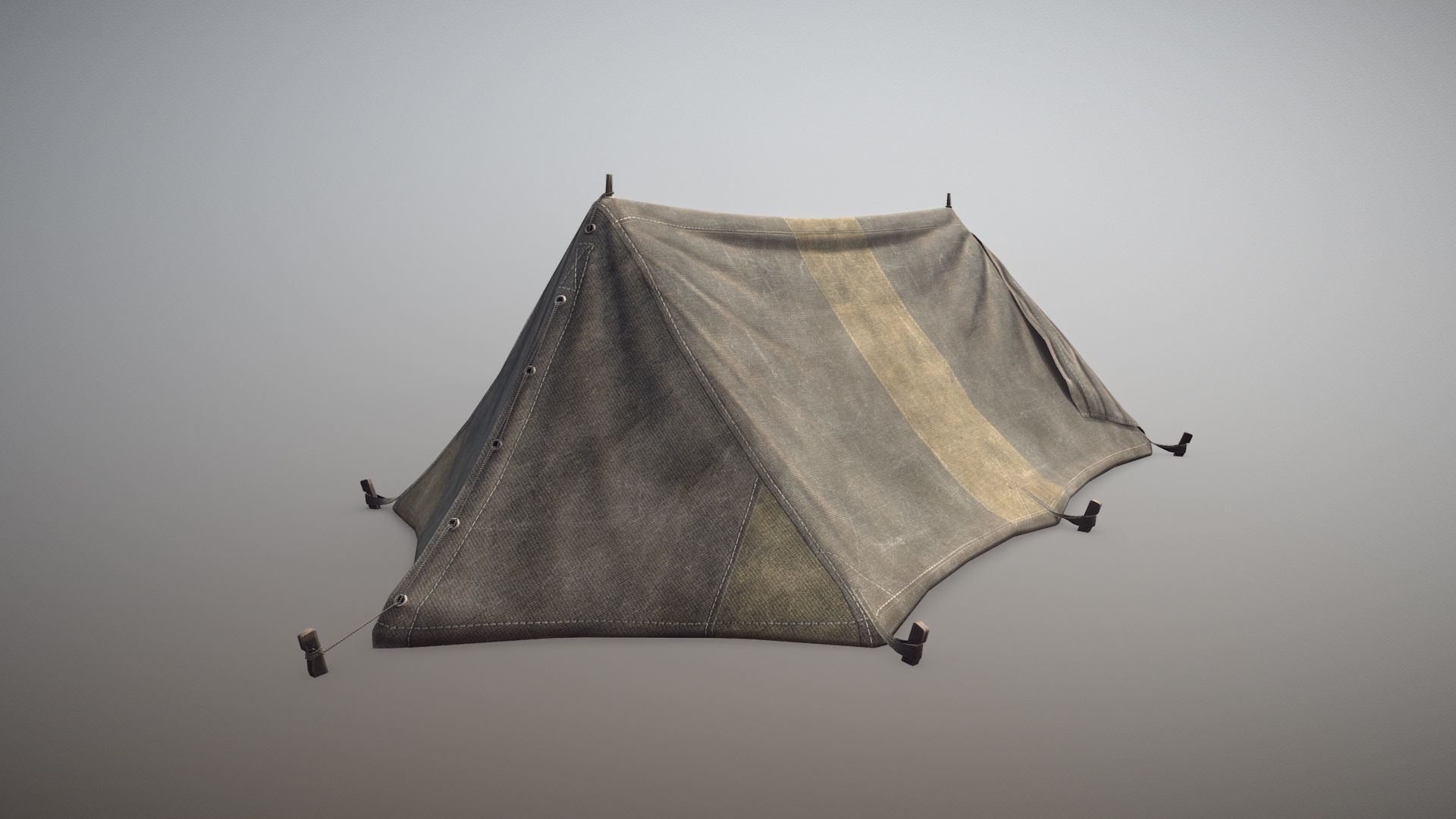 Military Tent WWII TwoSleeping open vr2 Low-poly 3D model_4
