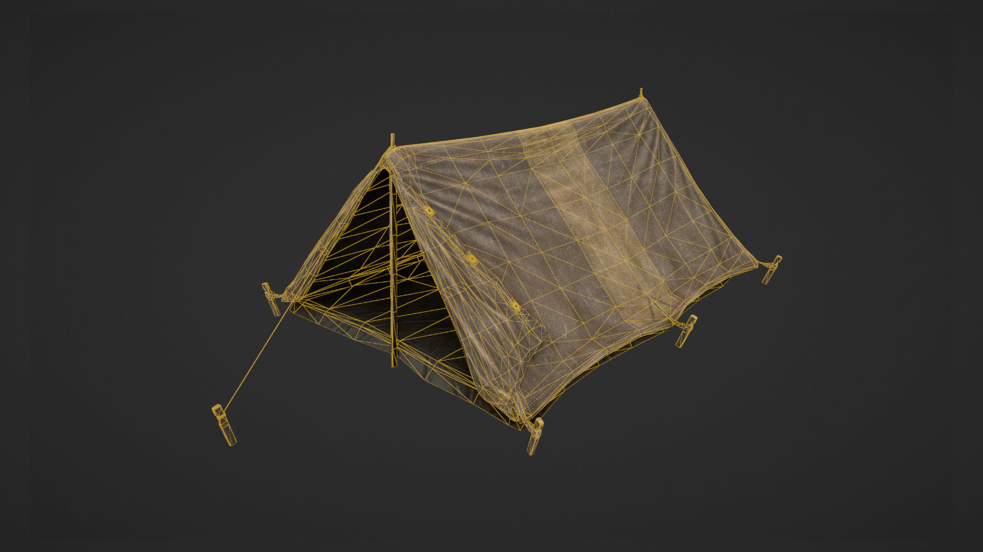 Military Tent WWII TwoSleeping open vr2 Low-poly 3D model_13