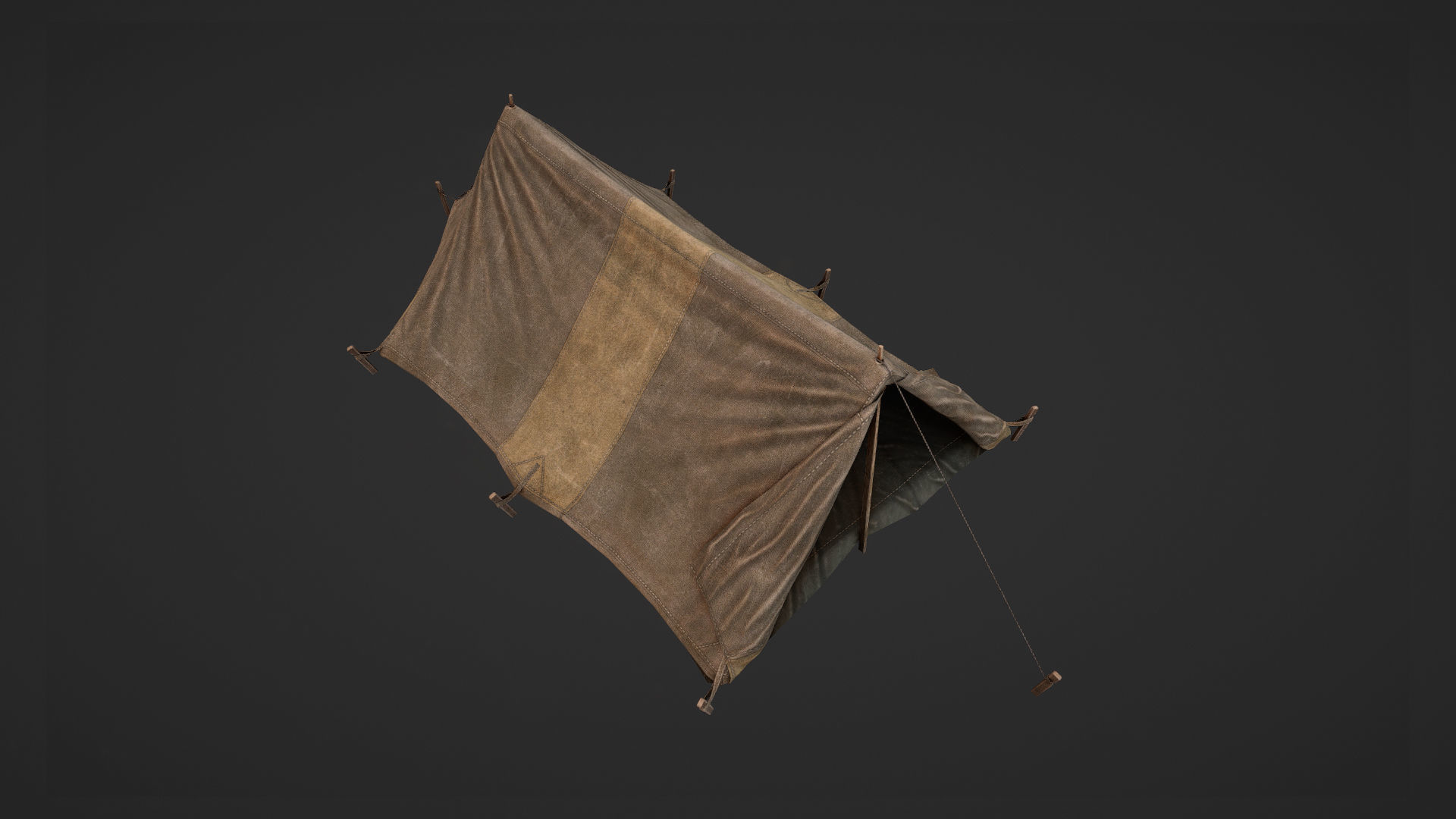 Military Tent WWII TwoSleeping open vr2 Low-poly 3D model_11
