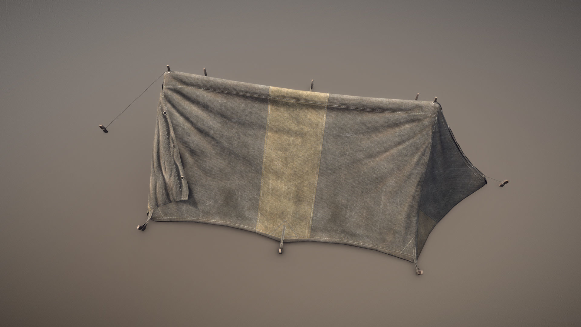 Military Tent WWII TwoSleeping open vr2 Low-poly 3D model_6