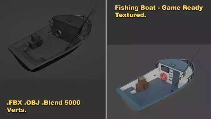 Fishing Boat - Game Ready Low-poly 3D model