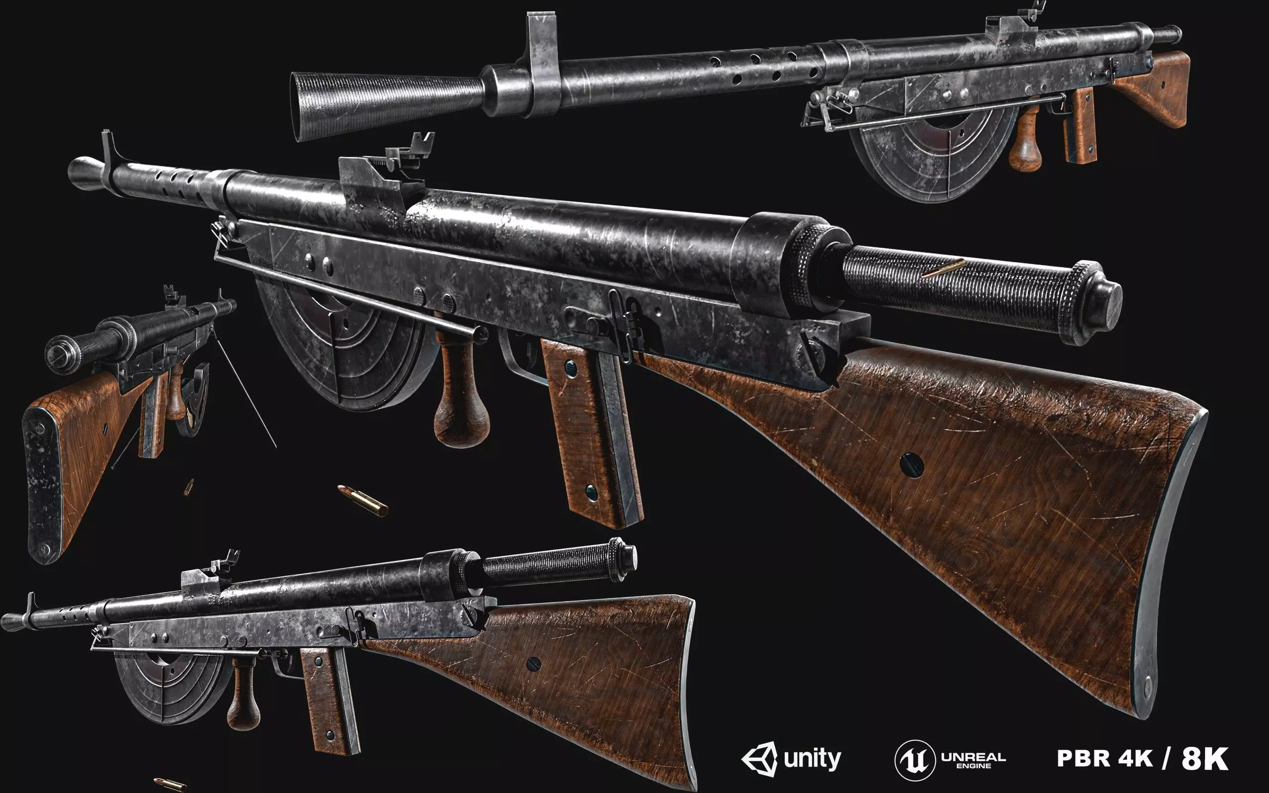 Chauchat Machine Rifle Low-poly 3D model