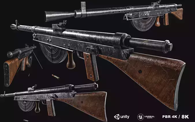 Chauchat Machine Rifle   Low-poly 3D model