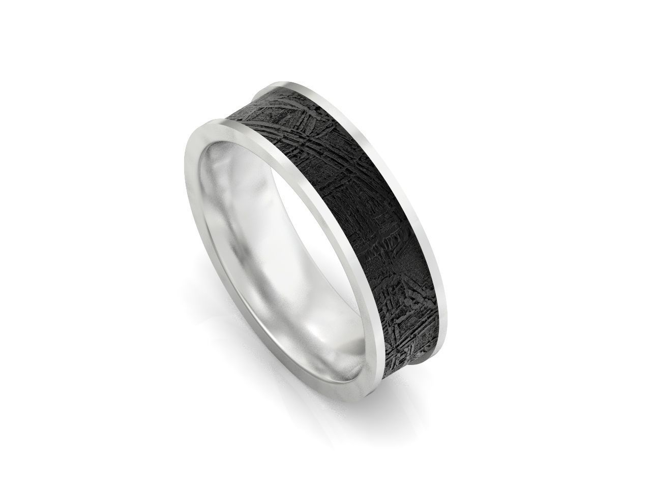 Meteorite Beveled Edge Wedding Ring  2769 3D print model_19