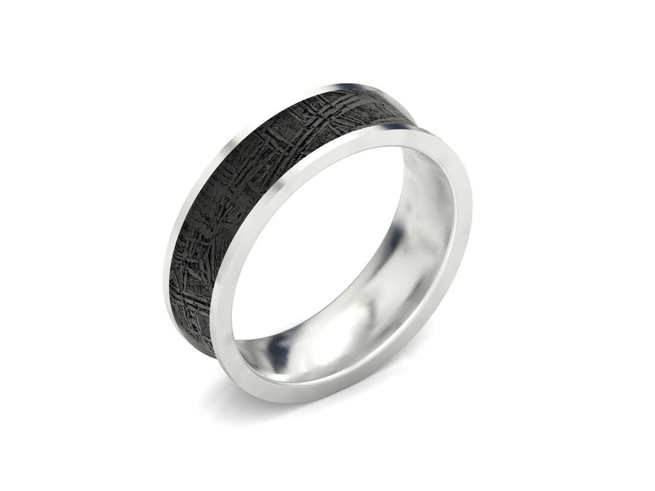 Meteorite Beveled Edge Wedding Ring  2769 3D print model_20