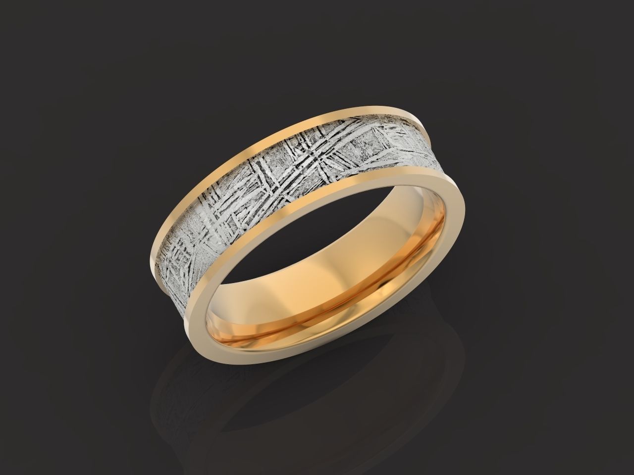 Meteorite Beveled Edge Wedding Ring  2769 3D print model_30