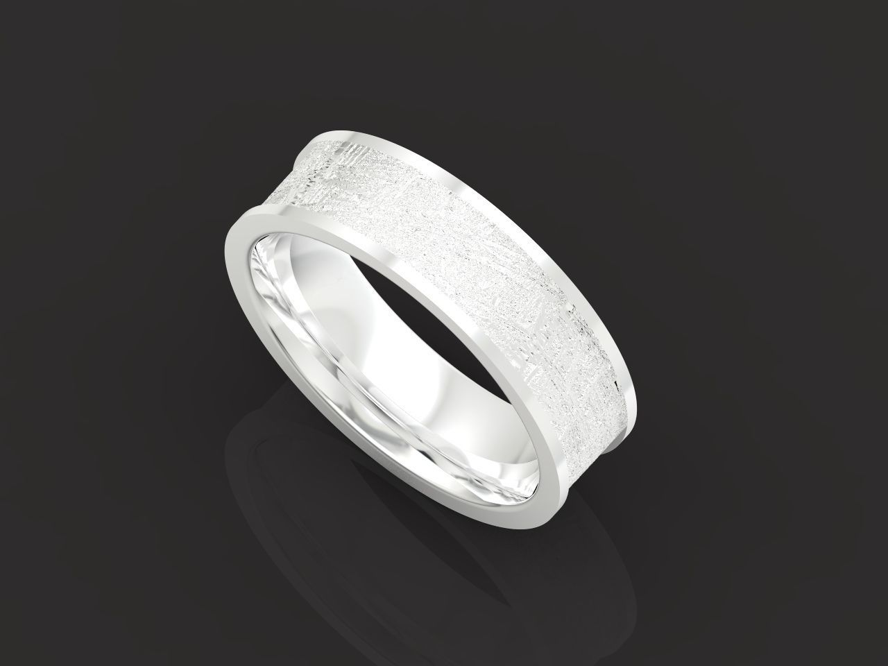 Meteorite Beveled Edge Wedding Ring  2769 3D print model_26