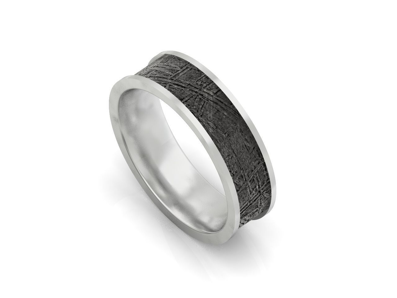 Meteorite Beveled Edge Wedding Ring  2769 3D print model_2