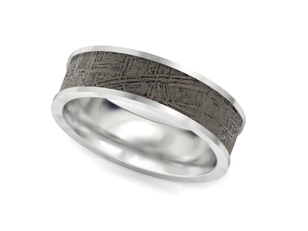 Meteorite Beveled Edge Wedding Ring  2769 3D print model_36
