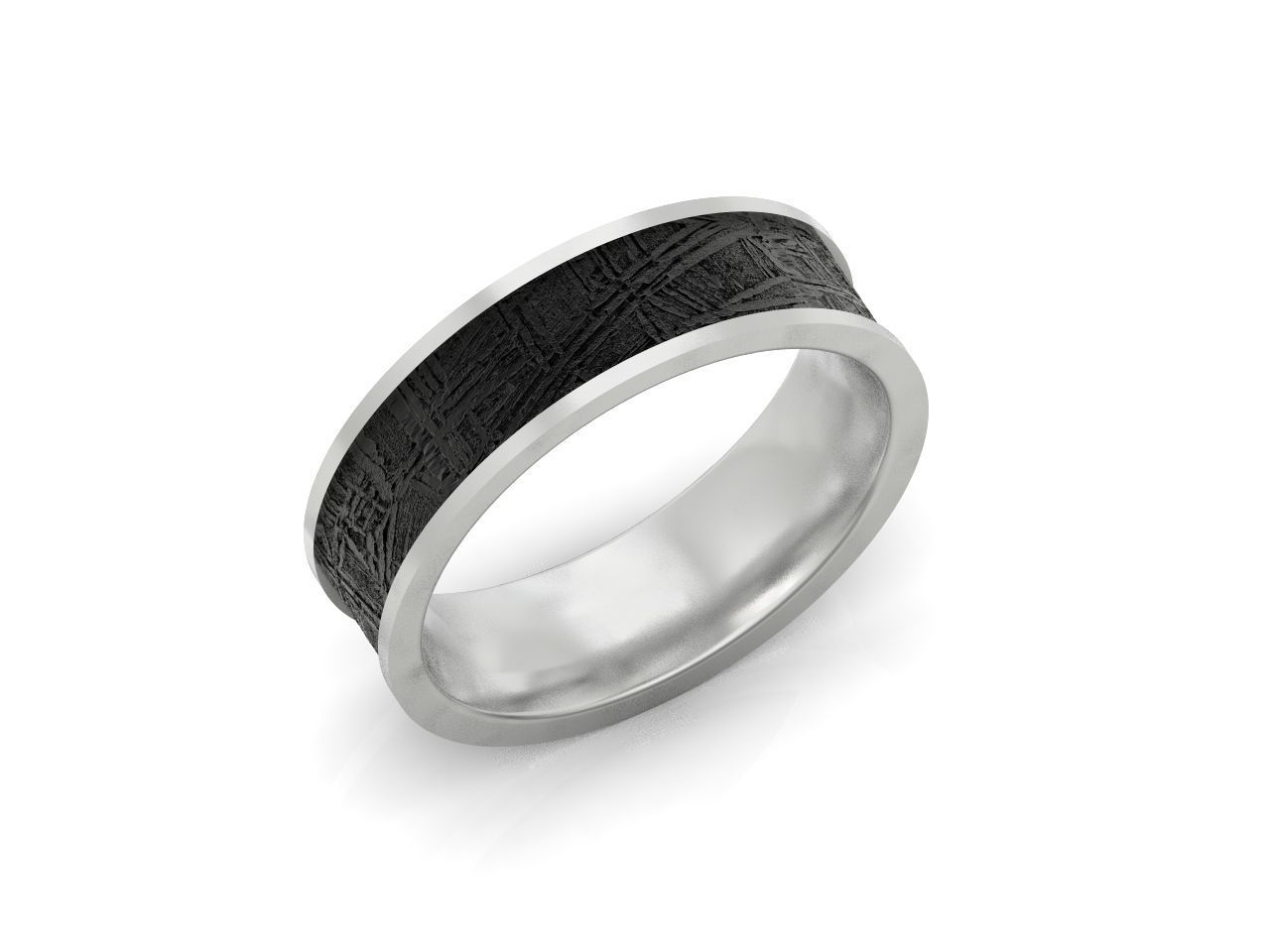 Meteorite Beveled Edge Wedding Ring  2769 3D print model_21