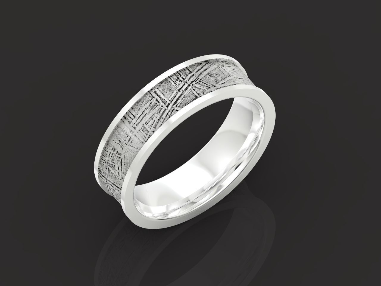 Meteorite Beveled Edge Wedding Ring  2769 3D print model_29