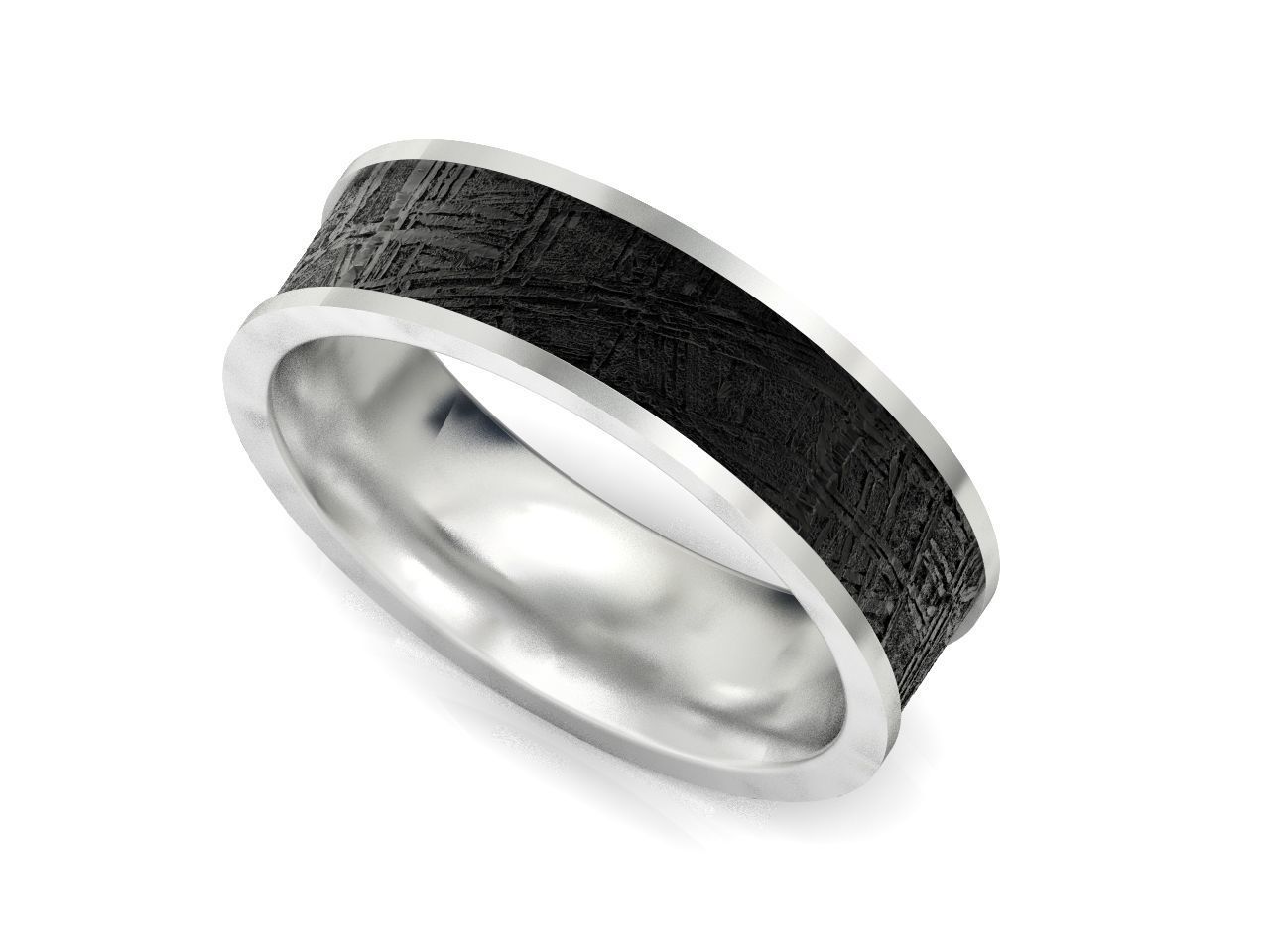 Meteorite Beveled Edge Wedding Ring  2769 3D print model_37