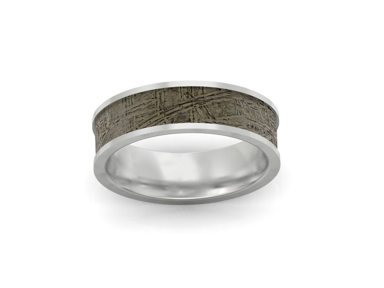 Meteorite Beveled Edge Wedding Ring  2769 3D print model_23