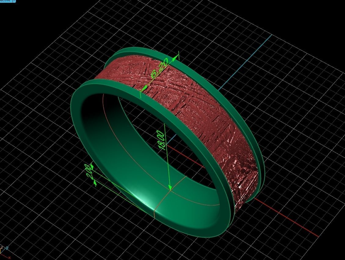Meteorite Beveled Edge Wedding Ring  2769 3D print model_14
