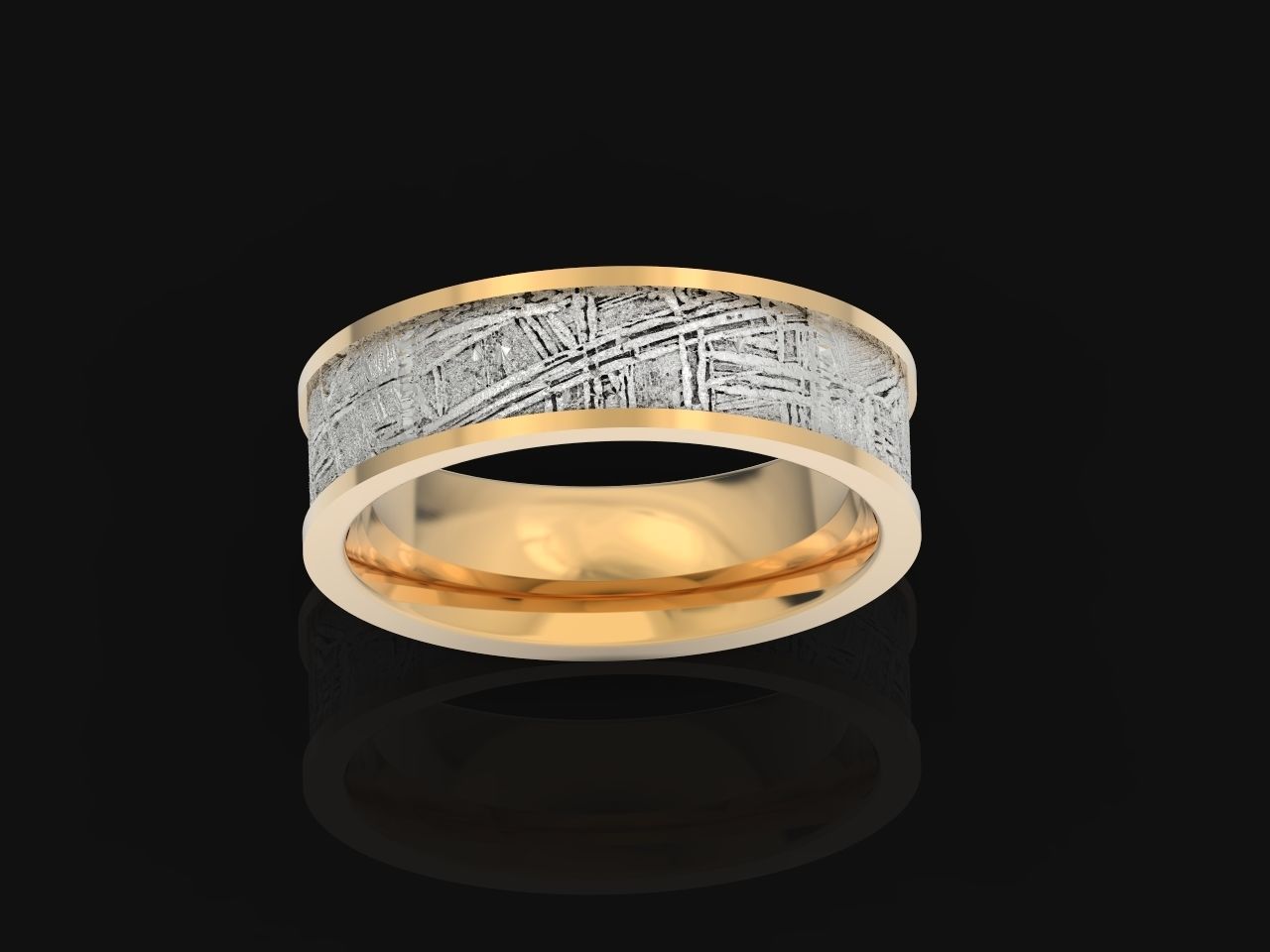 Meteorite Beveled Edge Wedding Ring  2769 3D print model_17
