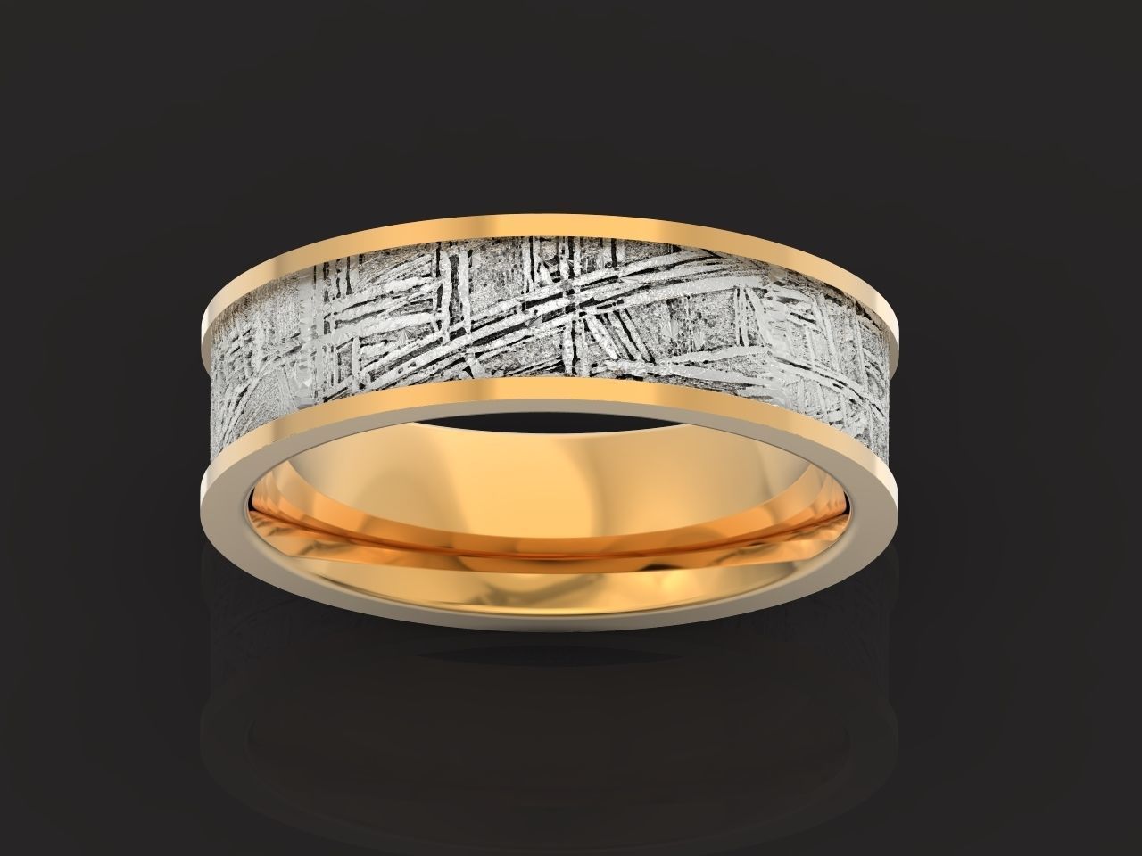 Meteorite Beveled Edge Wedding Ring  2769 3D print model_35