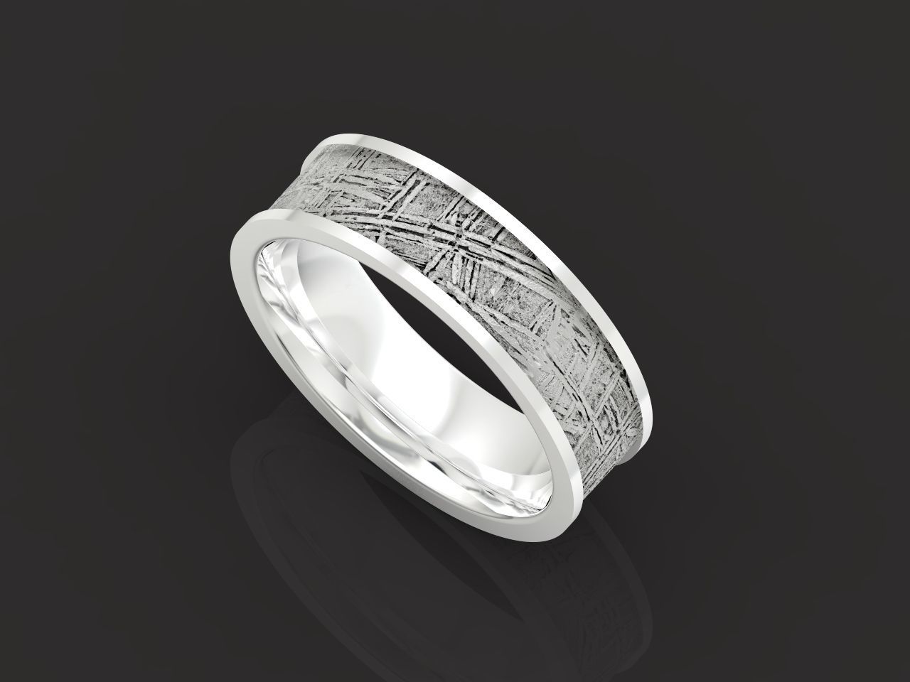 Meteorite Beveled Edge Wedding Ring  2769 3D print model_11