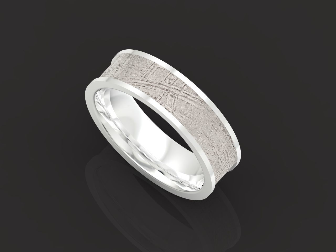 Meteorite Beveled Edge Wedding Ring  2769 3D print model_27