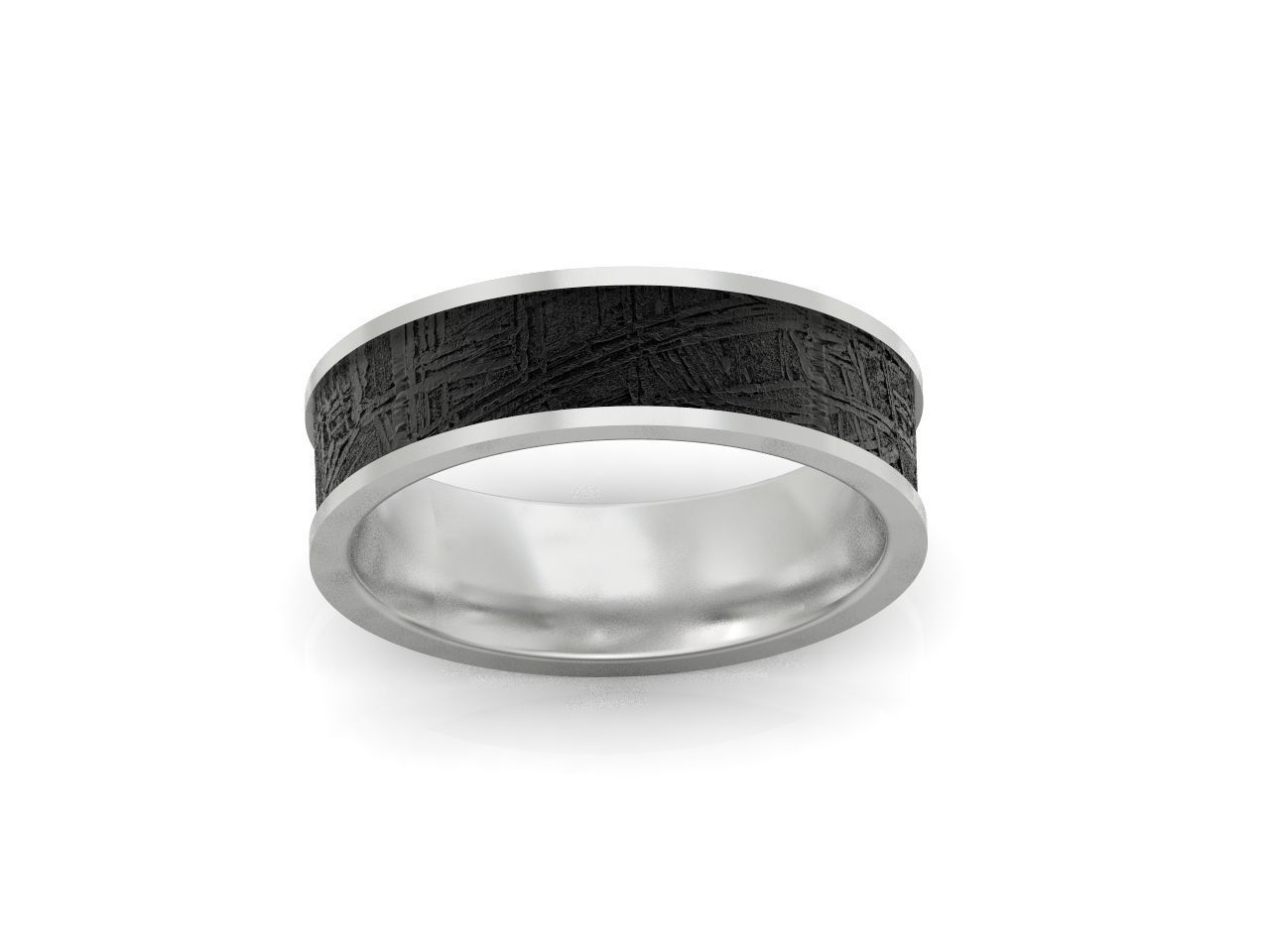 Meteorite Beveled Edge Wedding Ring  2769 3D print model_22