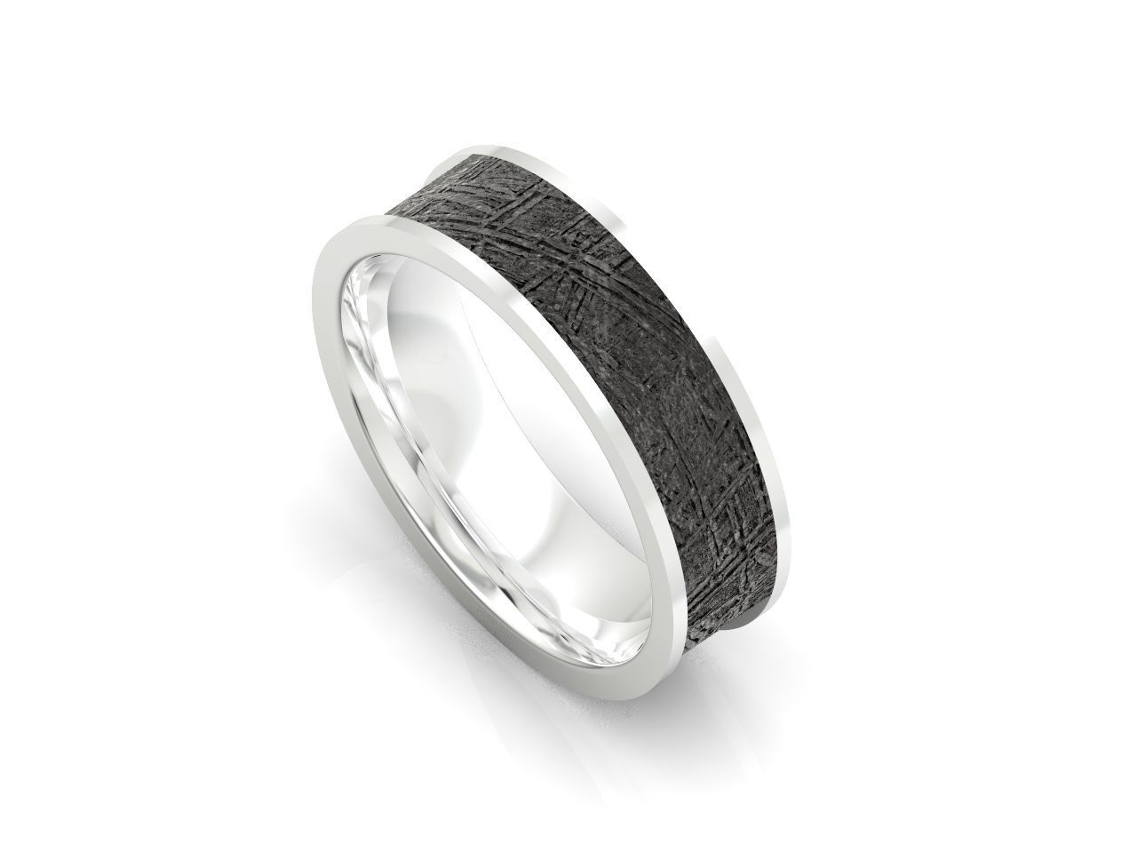 Meteorite Beveled Edge Wedding Ring  2769 3D print model_24