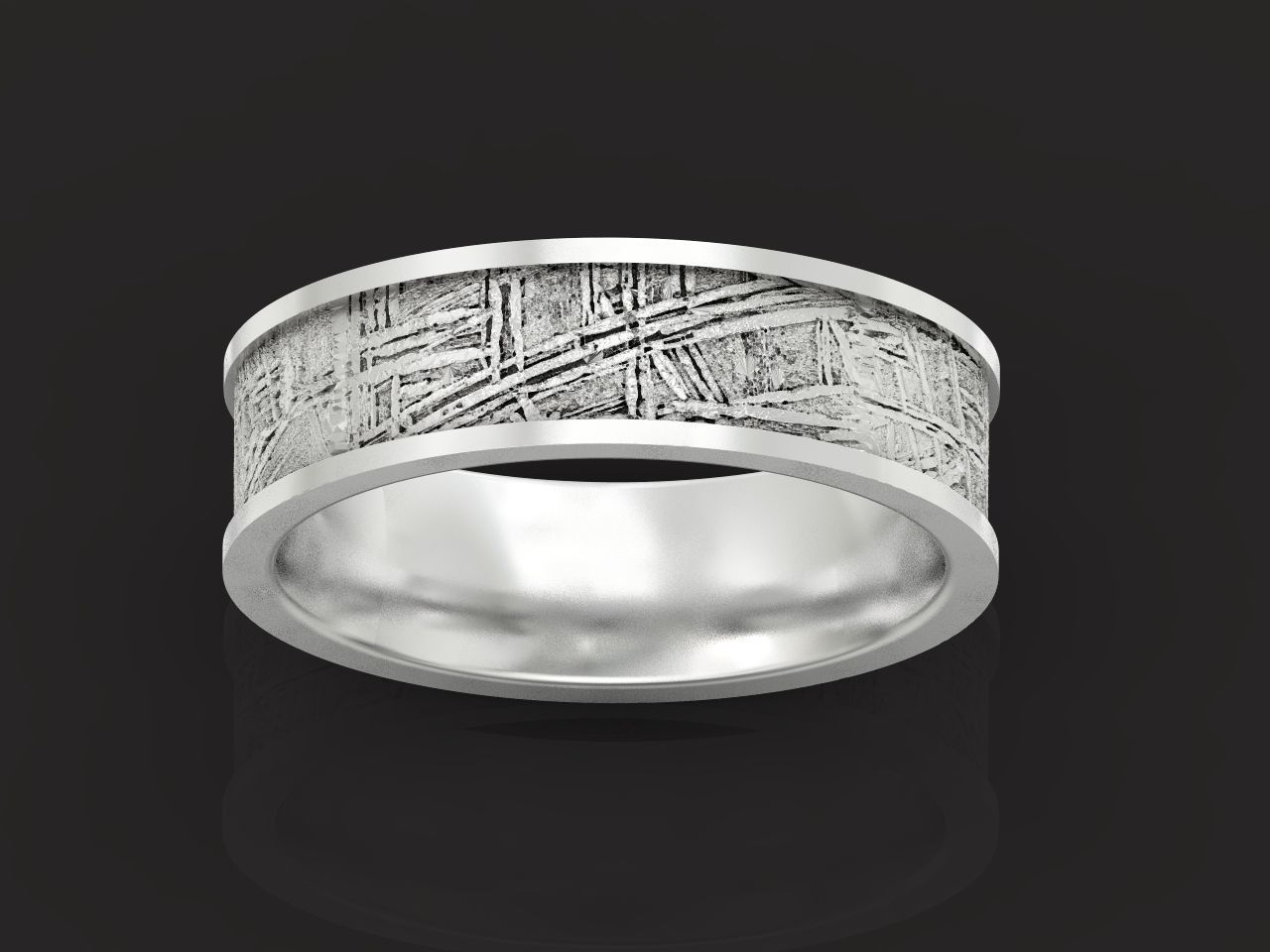 Meteorite Beveled Edge Wedding Ring  2769 3D print model_31