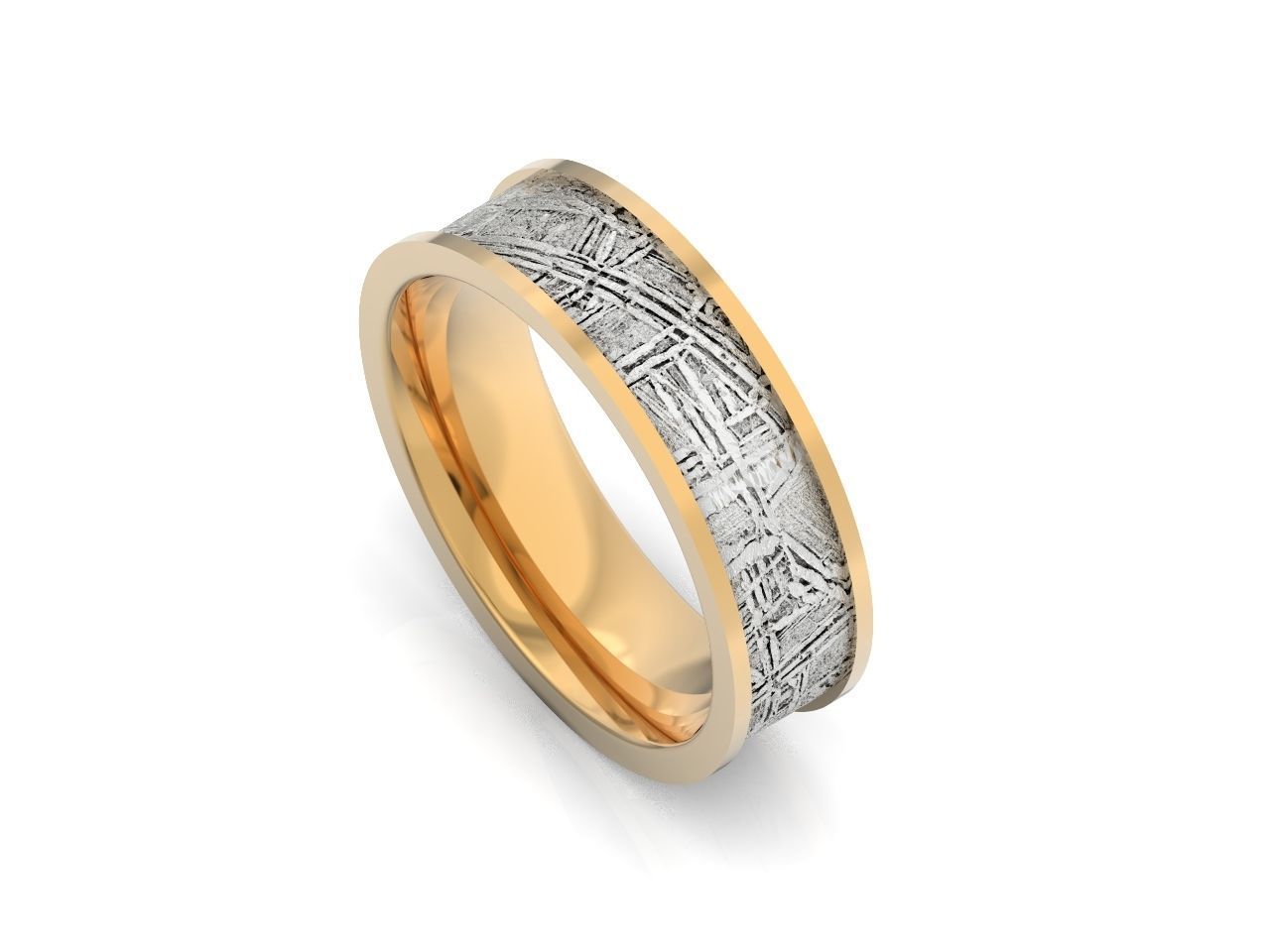 Meteorite Beveled Edge Wedding Ring  2769 3D print model_1