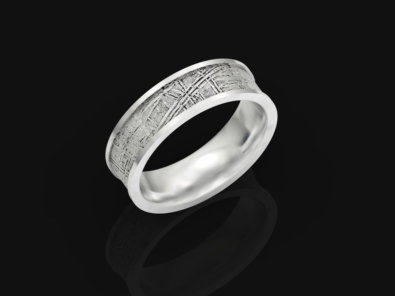 Meteorite Beveled Edge Wedding Ring  2769 3D print model_15