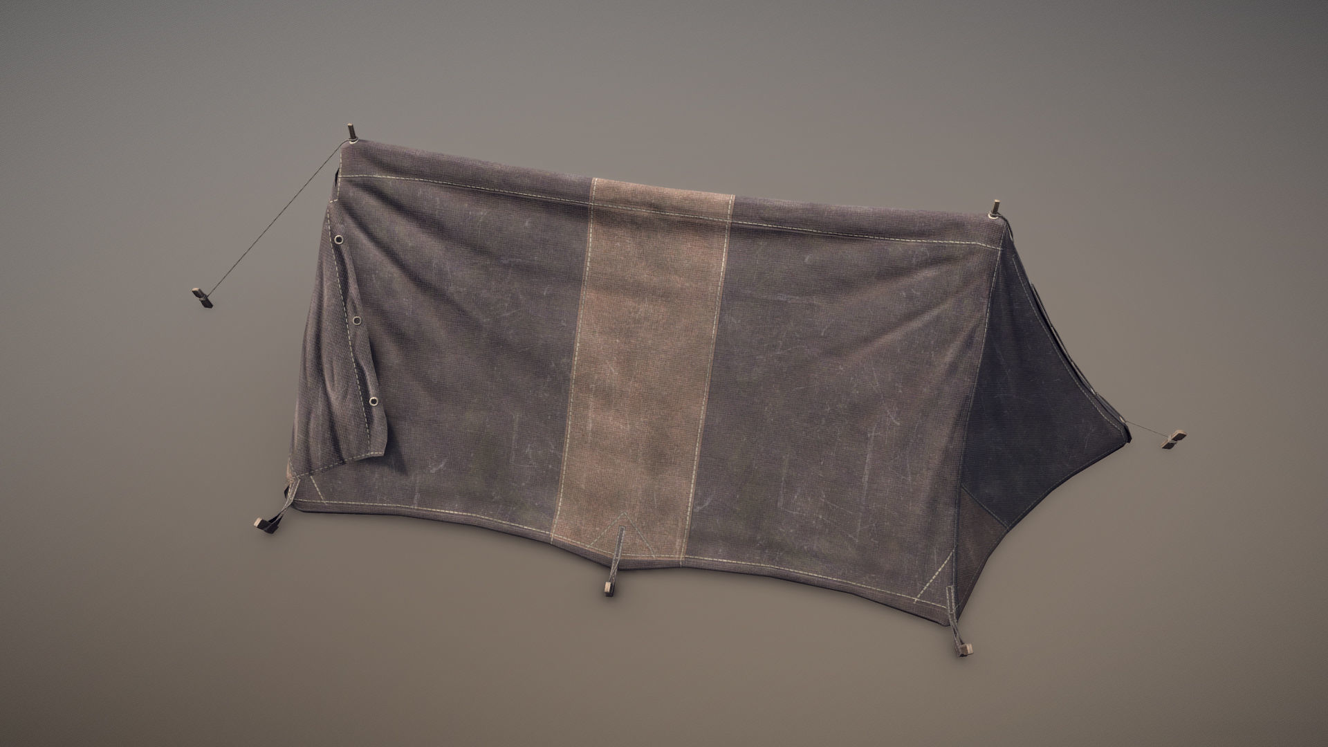 Military Tent WWII TwoSleeping open vr3 Low-poly 3D model_6
