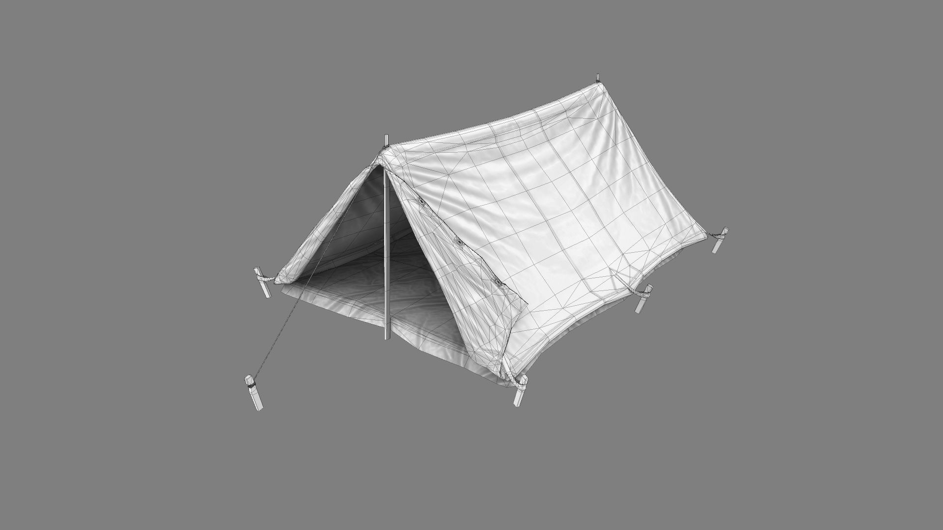 Military Tent WWII TwoSleeping open vr3 Low-poly 3D model_17