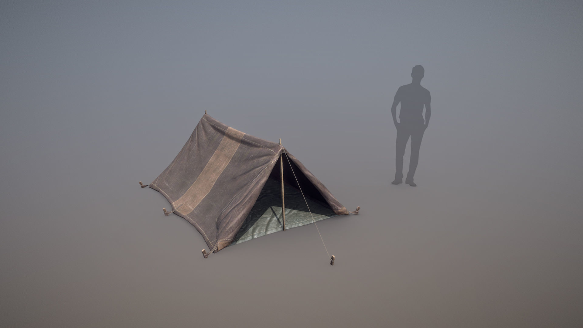 Military Tent WWII TwoSleeping open vr3 Low-poly 3D model_1