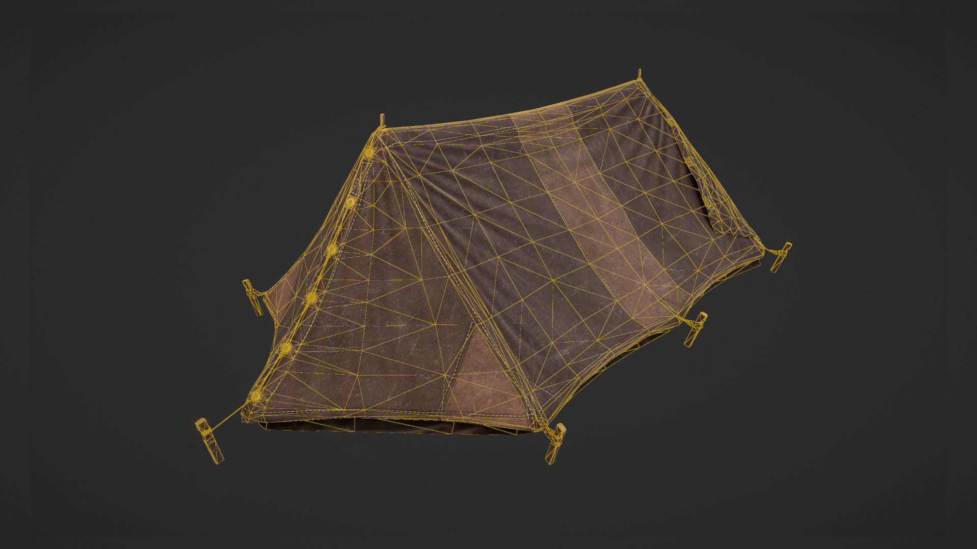 Military Tent WWII TwoSleeping open vr3 Low-poly 3D model_13