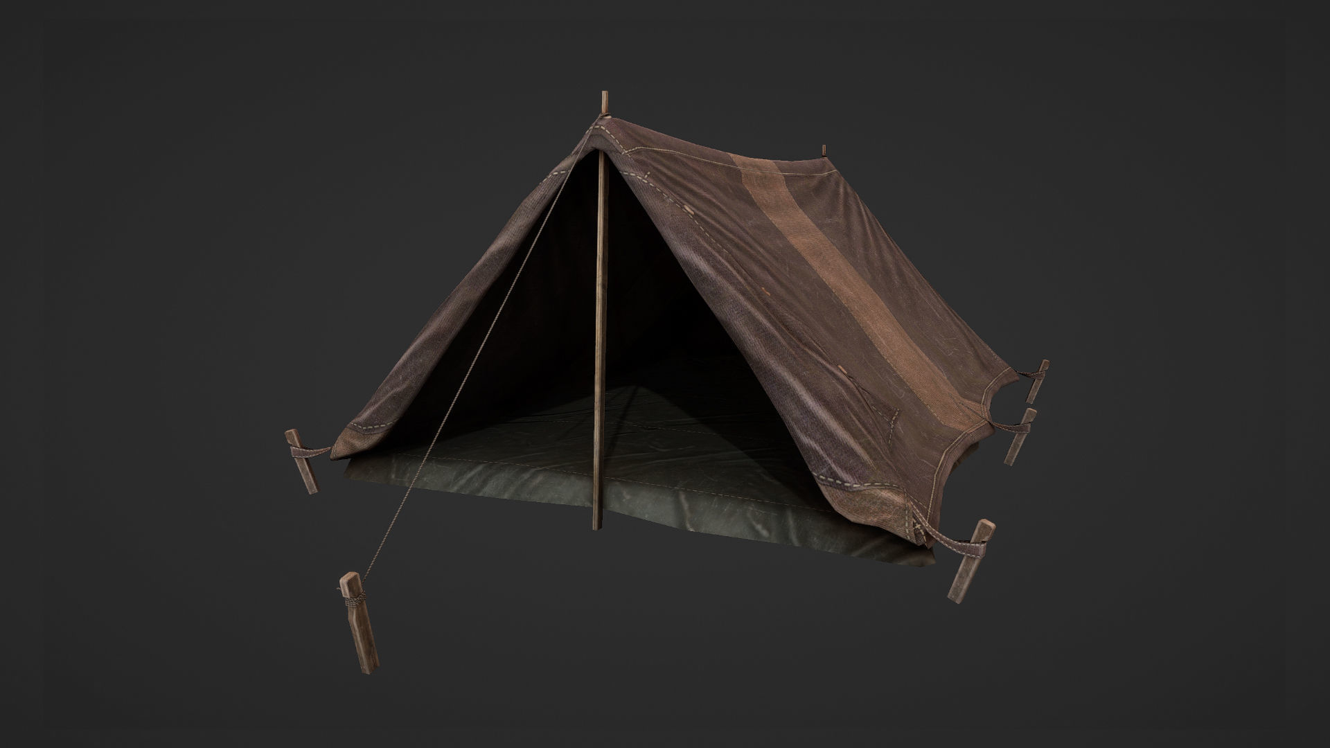 Military Tent WWII TwoSleeping open vr3 Low-poly 3D model_11