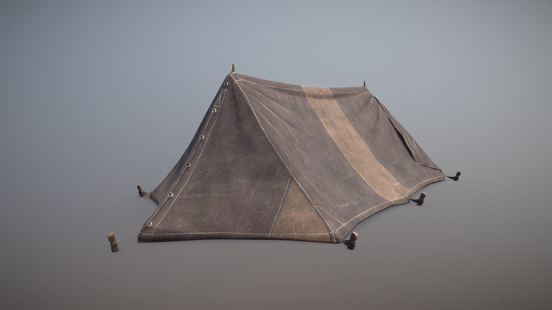 Military Tent WWII TwoSleeping open vr3 Low-poly 3D model_4