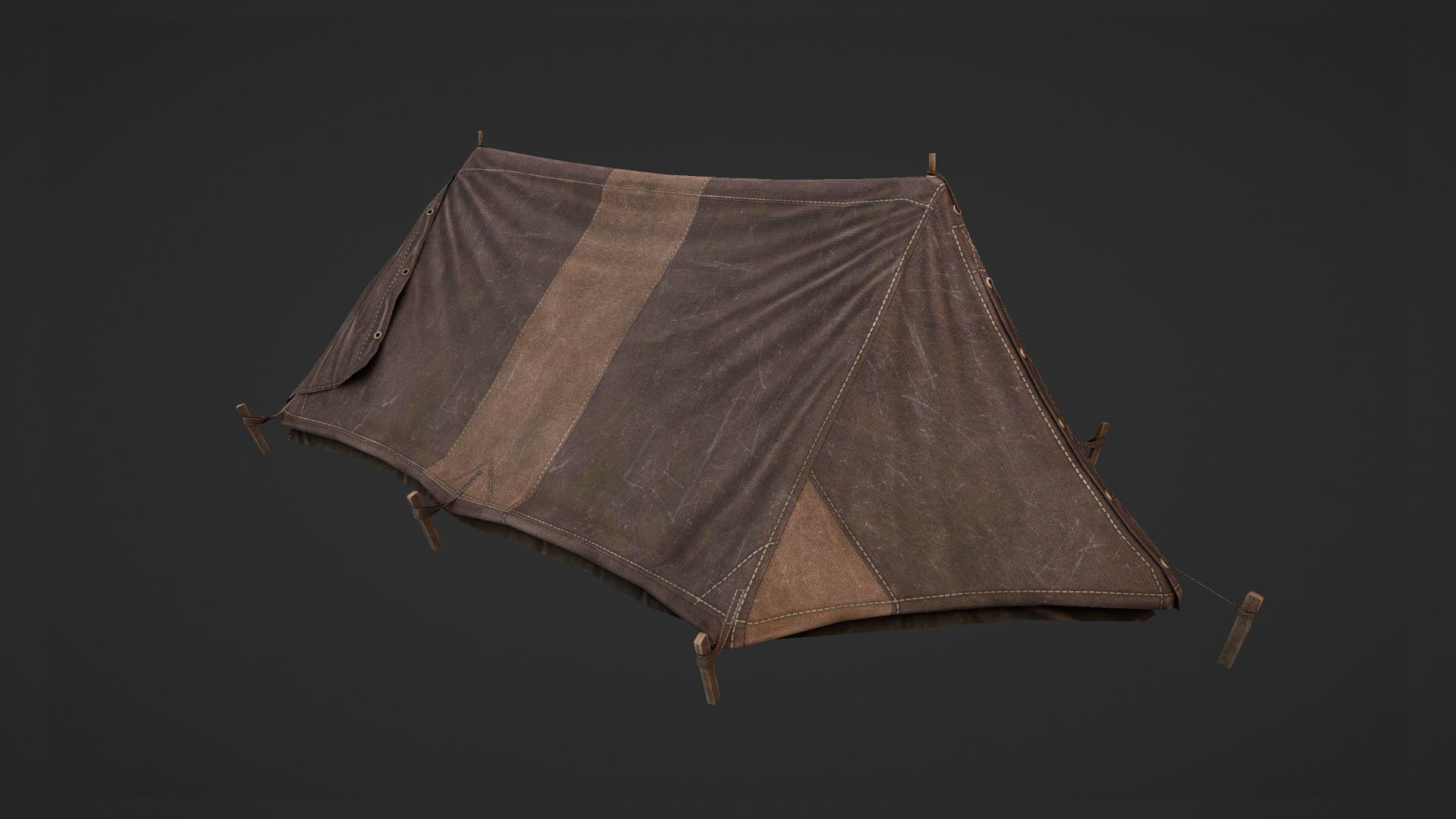 Military Tent WWII TwoSleeping open vr3 Low-poly 3D model_8