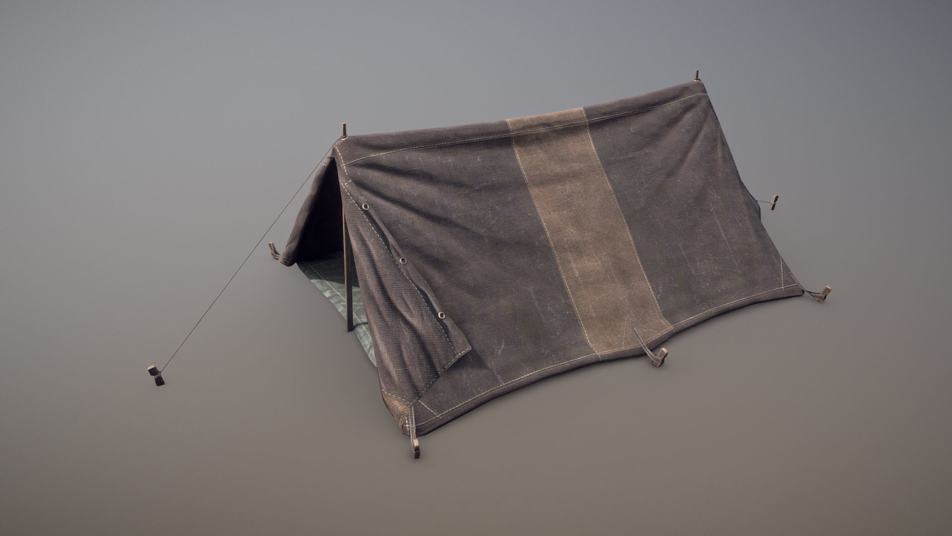Military Tent WWII TwoSleeping open vr3 Low-poly 3D model_3