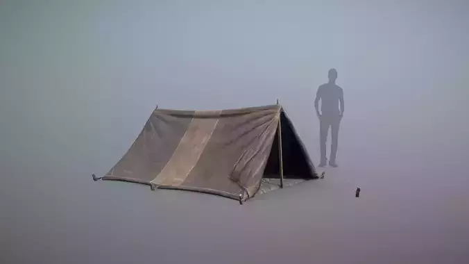 Military Tent WWII TwoSleeping open vr3 Low-poly 3D model