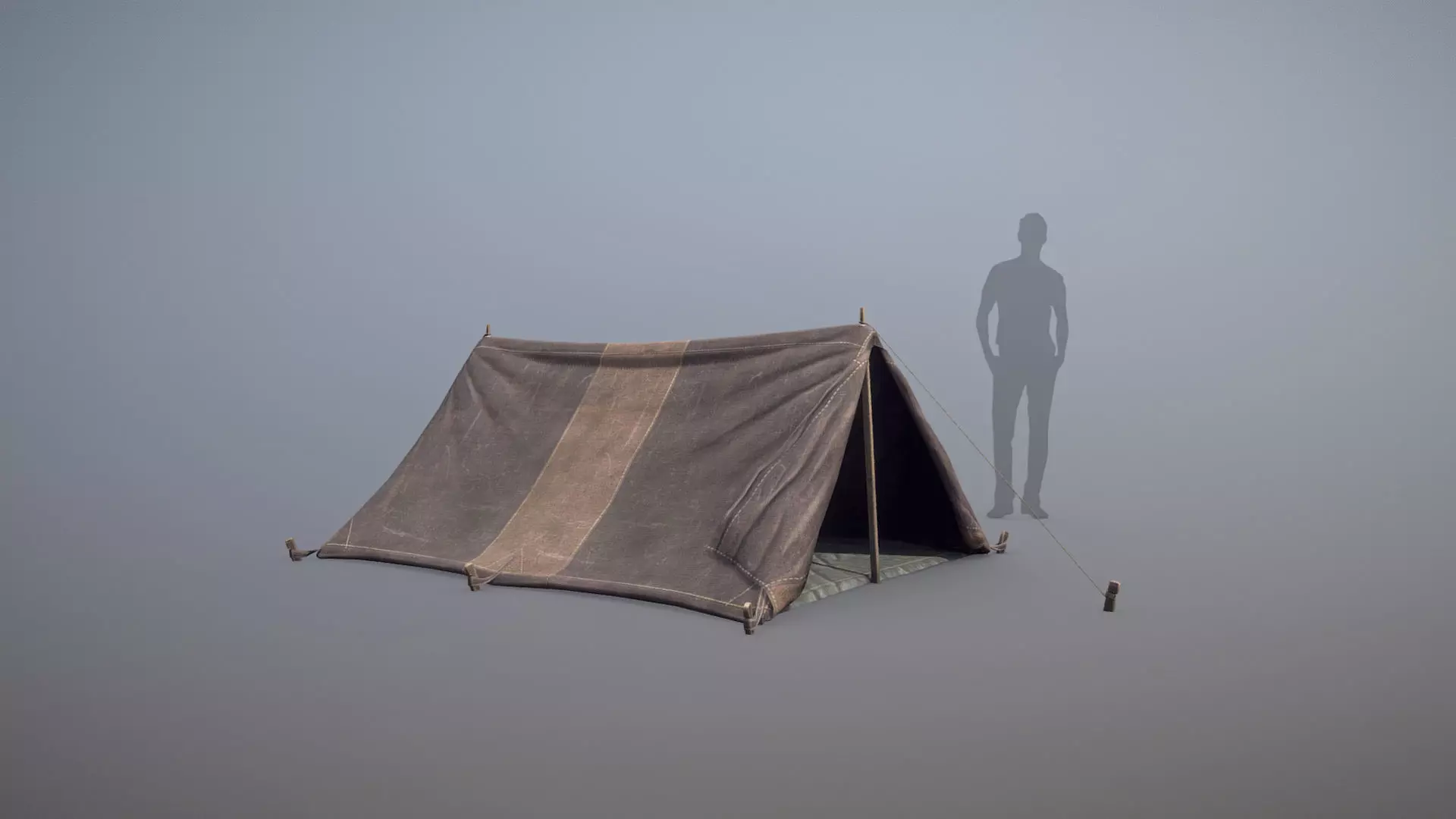 Military Tent WWII TwoSleeping open vr3 Low-poly 3D model_0