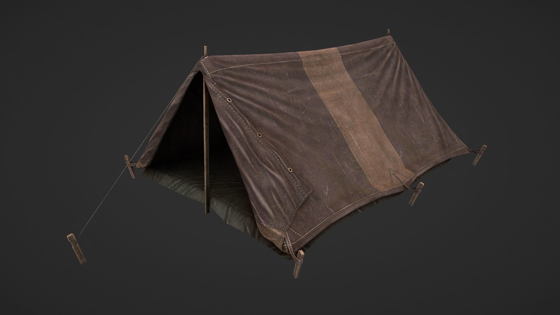 Military Tent WWII TwoSleeping open vr3 Low-poly 3D model_7